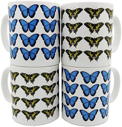 Robert William Butterflies Morpho & Swallowtail 4 Mug Set