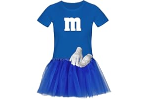 JIMMYS TEXTILFACTORY T-Shirt M&M + Tüllrock Karneval Gruppenkostüm Schokolinse 11 Farben Damen XS-3XL Fasching Verkleidung M's Fans Tanzgruppe