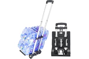 ZHJINGYU 70lbs Folding Hand Truck Aluminum Telescopic Rod Foldable Roller Shopping Trolley Collapsible 2 Wheel Trolley Expandable Large Chassis Foldable into Backpack (Silver)