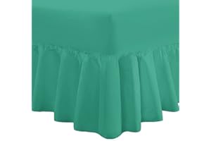 Nimsay Home Luxury Plain Dyed Easy Care Polycotton Frilled Fitted Valance Sheets Extra Deep Bed Skirt - Virdis, Single