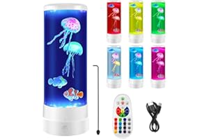 EBKCQ LED Quallen Lampe Lavalampe, 12" Quallenlampe mit Fernbedienung, USB Jellyfish Schwebende Aquarium Lava Lampe, 17 Farben LED Fantasy Quallen Lavalampe für Zuhause Schlafzimmer Büro-Deko