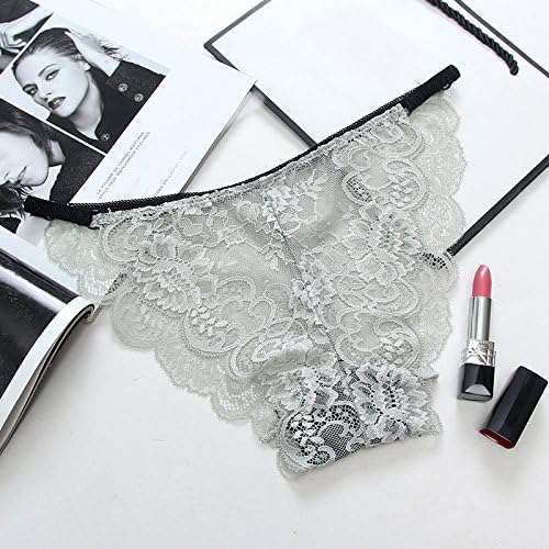 ZLYAYA Sexy Seamless Thong Lace underwear lace low waist underwear, cotton, potatoes green,S