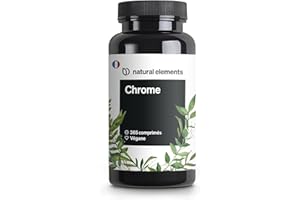 Chrome (picolinate de chrome) – hautement dosé, 200 μg de chrome par comprimé – 365 comprimés – végane, sans additifs inutiles – fabriqué et contrôlé en laboratoire en Allemagne