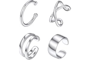 ChicSilver S925 Sterling Silver Ear Cuff Helix Cartilage Clip on Earrings Non Piercing Earrings Set for Women Fits Sensitive Ears (with Gift Box)