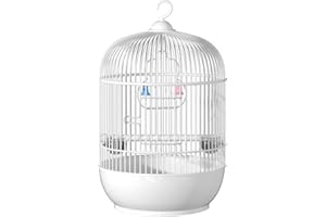 Baoqifong Parakeet Bird Cage, Budgie Cage, Small Bird Cage, Round Portable, White, 37 cm L x 23 cm W x 37 cm H