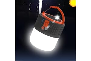 Lanterne Solaire Rechargeable, ZVO USB LED Torche de Camping de Poche Extérieure, Lampe de Tente Portable, Sécurité Lumière de Secours Banque d'alimentation, 5 Modes Projecteur pour Pêche (Noir)
