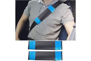 CGEAMDY 2 Piezas Protector Cinturon Coche, Almohadillas Para Cinturón Seguridad, Universal Almohadillas para Cinturón de Seguridad, Almohadilla Cinturon Coche Cinturón Seguridad(Azul Negro)