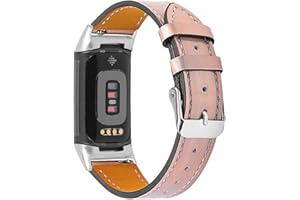 Gimuk Bracelet de rechange réglable en cuir véritable compatible avec Fitbit Charge 6/Charge 5 pour homme et femme, taille S et L
