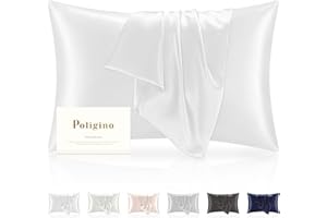 POLIGINO Poszewki na Poduszki z 100% Jedwabiu, 22 Momme, Właściwości Antybakteryjne, Niska Alergenność, Poszewka z Jedwabiu Chroni Twoje Włosy i Skórę, 1 szt 50x70cm, Biały