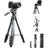 ULANZI TT39 Camera Tripod with Vertical/Horizontal Switching, 61'' Lightweight Tripod Stand for Cell Phone & DSLR with Travel
