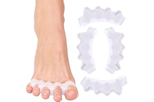 WACURRENTHYD Toe Spacers(2 Pair), Gel Toe Separators to Correct Toes, Bunion Corrector for Women Men Toe Spacer Hammer Toe Straightener Toe Stretcher Big Toe Separators (White)