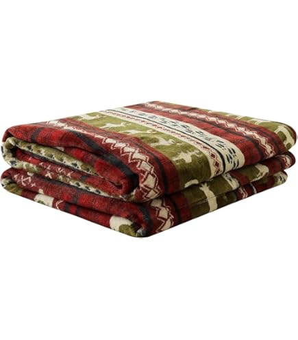 Touchat Rode Sherpa kerstdeken, donzige pluizige zachte, gezellige deken, fleece flanel pluche microvezeldeken voor bank bed bank (127 x 152 cm, rood rendier