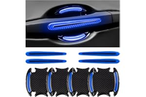 JNNJ 8 Piezas Protectores para Manilla Coche, Protector De Arañazos para Manijas Puerta, Juego De Tiras Reflectantes Manija De Puerta Coche, Coche Pegatinas Advertencia Seguridad(Azul)