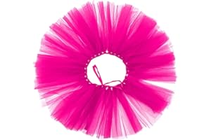 JIHUOO Hot Pink Tulle Tutu Skirt for Small Dogs, Puppy, Adjustable Strap, Summer, Solid, Holiday, 95 cm Total Length, 16 cm Skirt Length, Dry Clean Only