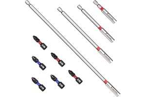 ColumPRO 10PCS Magnetic Bit Holder Set, 300 MM丨150 MM丨100MM丨60MM Bit Holder for Impact Driver Bits with 3*PH2 + 3*PZ2 Impact Driver Bits