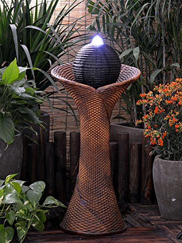 SOLAR GARTENBRUNNEN BRUNNEN SOLARBRUNNEN SPRINGBRUNNEN ZIERBRUNNEN VOGELBAD WASSERFALL GARTENLEUCHTE TEICHPUMPE – SPRINGBRUNNEN WASSERSPIEL für Garten, Gartenteich, Terrasse, Teich, Balkon, sehr DEKORATIV, VERBESSERTES MODELL MIT PUMPEN-INSTANT-START-FUNKTION SOLARTEICHDEKORATION, GARTENDEKO, LED-Solar-Set RATTAN mit schwarzer Kugel passend zu RATTAN GARTENMÖBEL RATTANSTÜHLE PFLANZKÜBEL SESSEL RATTANLIEGE SONNENLIEGE SONNENINSEL STRANDKORB LOUNGE GARTENLEUCHTE STEHLAMPE - 9