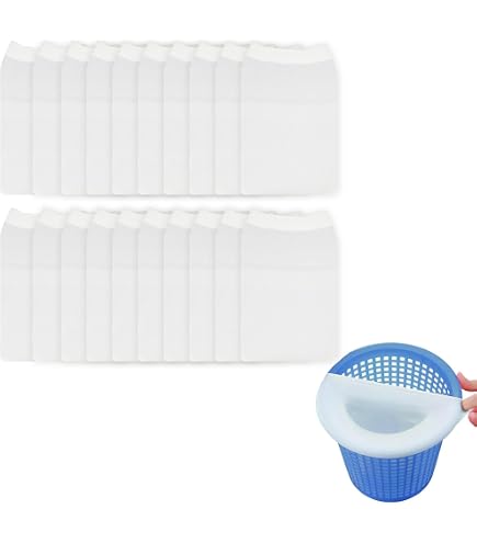 KARELLS 20 Chaussettes Filtre Skimmer Piscine - Protection Pompe Et Panier - Capture Feuilles, Cheveux Et Débris - Réutilisables