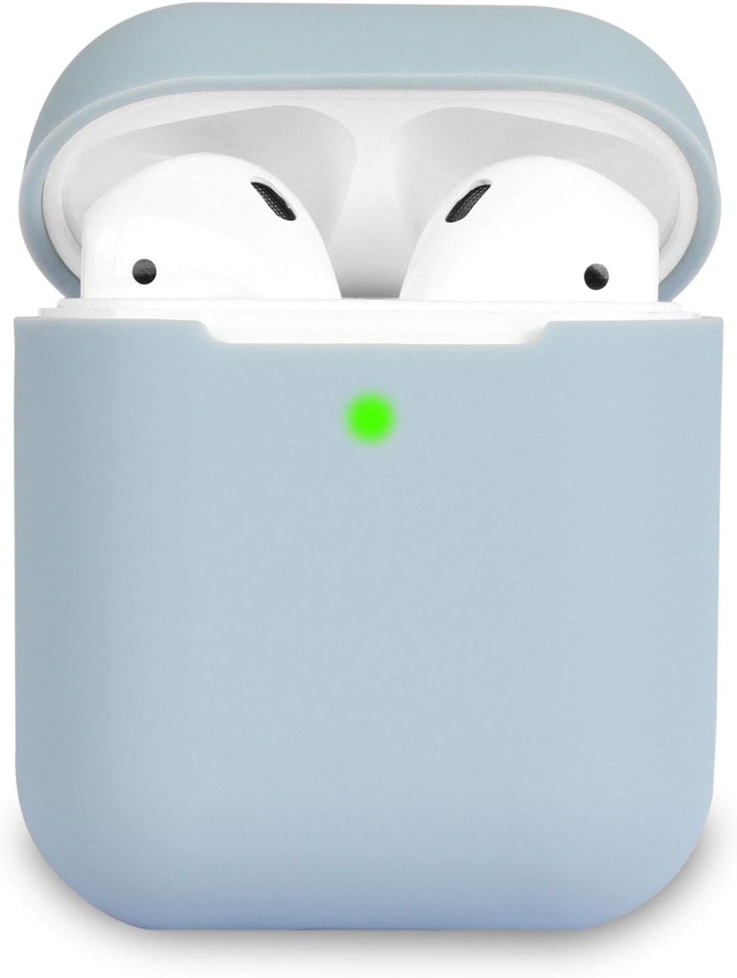 KOKOKA Silicona Compatible con AirPods 2, Fundas Protectora de Silicona para AirPods 2, LED Frontal Visible, Soporta Carga inalámbrica, sin Mosquetón, Denim Blue