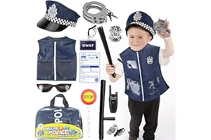 FGJCJ Kostüm Kinder Polizei, 12 Stück Polizei Spielzeug Kostüm, Polizei Kostüm Zubehör Kinder mit Polizei Ausrüstung Set für Party, Rollenspiele zu Spielen