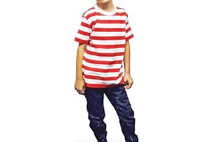 WICKED FUN New Angies Children’s Kids Unisex Red & White Striped T-shirt Stripes School show book week Casual Summer Top