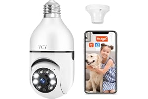 VCY 3MP glödlampssäkerhetskamera, WiFi 1080P trådlös kamera med 360 graders vy, rörelsedetekteringslarm, nattseende, tvåvägsk