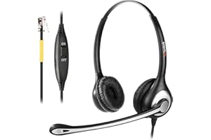 Wantek 602F Headset with Microphone, Headphone with Noise Cancelling Microphone for Telephone, Compatible with Altigen Avaya Cisco Fanvil Grandstream Panasonicc Snom Yealink Landline Phones