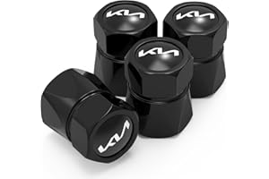 NGJIDP Black Alloy Tyre Valve Caps, Car Tyre Caps Compatible with KIA K5 K7 Sportage Soul NIRO Sorento Sedona Rio Forte Optima Stinger Cadenza K900, Leak-Proof Dust Caps for Car Tyres, 4PCS