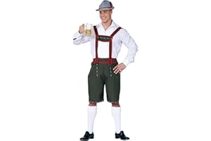 FIESTAS GUIRCA | Costume Tirolese Adulto - Pantaloni e Bretelle - Costumi per Oktoberfest, Feste della Birra e Celebrazioni Tedesche - Uomo - Verde