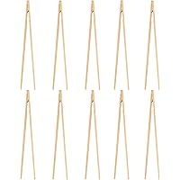 BESTONZON 10 Stück Grillzange Bambuszange Küchenzange Toastzange für Toast, Salat, Grill, Backen,18cm