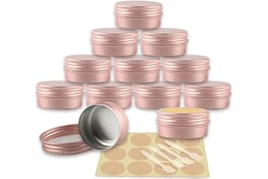YANCAER 10 pezzi Barattoli di alluminio 50ml Rosa opaco - D57mm x H28mm Scatola Rotonda in Alluminio con Tappo a Vite Contenitori in Metallo per Lozione Crema Maschera Mini Candela