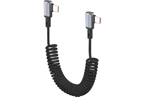 YACSEJAO 90 graders fjäderlindad USB C till USB C-kabel (sida till