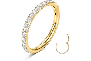 ESHIONER Pierścień do nosa G23 tytanowy hipoalergiczny kolczyk do przegrody nosowej biżuteria helix chrząstka tragus złoty srebrny czarny cienka mała obręcz do nosa CZ klips na ucho wargi pierścienie