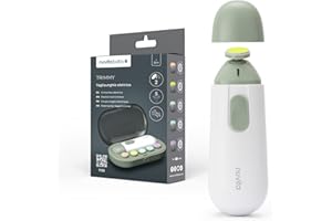 Nuvita 1130 Tagliaunghie Trimmy Lima Elettrica per Unghie di Neonati e Bambini – Sicuro, Delicato e Facile da Usare con Doppia Velocità, Include 5 Testine per Limatura e Custodia da Viaggio