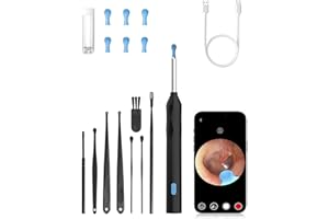 FOLAI Ohrenschmalz Entferner Otoskop, WIFI 1080P HD-Ohrreiniger，360°-Weitwinkel Otoskop Kamera für Otoskop IP67 Wasserdicht Otoskop Ohr, für Phone（schwarz）