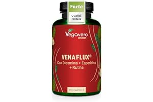Vegavero Diosmina + Esperidina Alto Dosaggio | 120 caspule | 100% NATURALE con Rutina, Ippocastano e Rusco | Integratore Flavonoidi per Microcircolo, Circolazione Gambe e Vene Varicose | Vegan