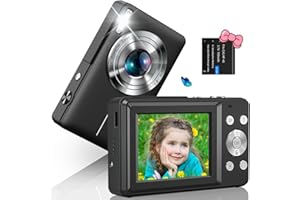SIXTARY Digitalkamera 1080P Fotoapparat 44MP Fotokamera Kompaktkamera mit 16X Digitalzoom LED Fill Light Bildstabilisierung Mini Selfie Kamera Tragbare Vlogging Digitalkamera für Kinder Teenager Anfänger