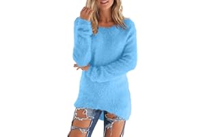 Zeiayuas Womens Fleece Tops Long Sleeve Sherpa Pile Pullover Fuzzy Fleece Sweatshirt Ladies Winter Warm Jumper Teddy Fluffy Tunic Top Loose Solid Color Crewneck Sweater UK