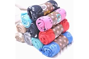 BULZEU Soft Warm Dog Cat Fleece Blankets Mat Pad Bed Cover with Paw Print,Cute Pet Blankets for Puppy Kitten,Pack of 6