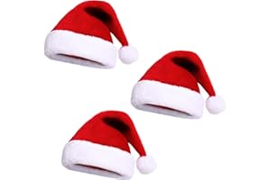COFFEE LIFE PLUS Nikolausmütze Mütze,Plüsche Weihnachtsmann Mütze,Weihnachtsmütze,Weihnachtsmütze Set,Unisex Rot Weihnachten Hüte für Erwachsene und Kinder,Verschiedene Größen passend für die ganze Familie（3 Stück）