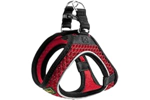 HUNTER Hilo Comfort Harness for Small Dogs, with Mesh Material and Reflective Elements, Red, M–L
