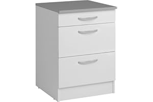 Miroytengo Módulos Individuales y Cocinas Completas en Color Blanco Mate (Módulos Individuales, Inferior 60 cm 3 cajones)