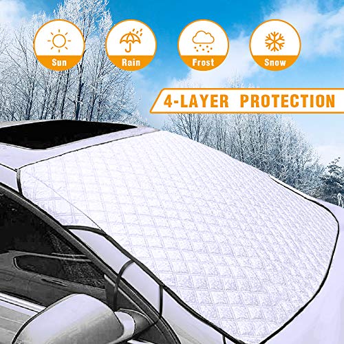AUHIKE Parabrisas de Coche para Nieve y Hielo, Protector de Escarcha, Protector de Parabrisas Resistente al Viento, Parasol para Coche, Furgoneta y SUV con imán