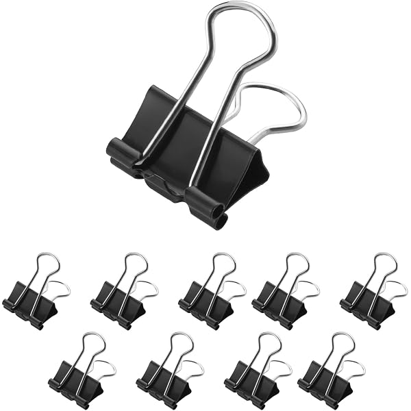 Lot De 12 Pinces à Papier Métal 51mm - Noir Et Argenté - Résistantes - Bureau