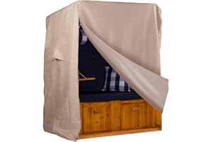 ‎WEBAVITA Webavita - Strandkorb Schutzhülle | Größe M - 120cm | Wetterfeste Strandkorbhülle aus Oxford 600D Gewebe in Beige | wasserdichte Abdeckhauben für Strandkörbe mit UV-Schutz