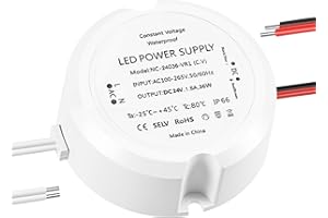 STARVORTEX Transformator 230 V AC na 24 V DC 1,5 A, zasilacz sieciowy LED 24 V, 36 W, IP66, wodoszczelny sterownik LED, ultra mały odłączający