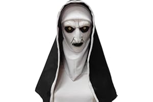 Aofonchy Mascara Halloween, Mascara de Monja Látex Terror con Pañuelo, Máscara de Monja Realista, Máscara de Monja de Espeluznante Cabeza Completa para Accesorio de Disfraz de Halloween
