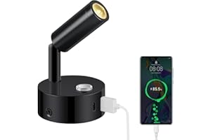 ‎ERWEY ERWEY 12 V Reading Lamp Motorhome, LED Wall Light, Bed Lamp with Switch, Touch, Dimmable, 3000 K - 6000 K, DC 12 V-24 V Spot RV Lighting with USB A+C Connections for Boat, Car, Camper, Van, Black
