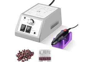 Inoamity Fresa per Unghie Elettrica Professionale 20000 RPM - Lima per Unghie Elettriche Kit con 6 Teste, Rumore Ridotto per Manicure/Pedicure Casa & Salon, Ricostruzione Unghie Gel/Acriliche