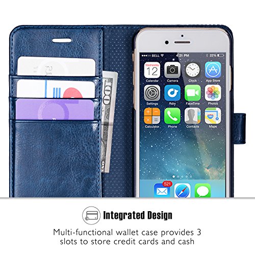 OCASE iPhone 6 Case iPhone 6S Case [Screen Protector Included] Wallet Leather Case For Apple iPhone 6/6S Devices - Blue