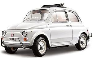 Bburago - Fiat 500L 1968 - Realistyczny model samochodu zabytkowego w skali 1:18, replika diecast z otwieranymi elementami, 2 losowe kolory, oficjalna licencja Fiat, zalecany wiek 3+ lata